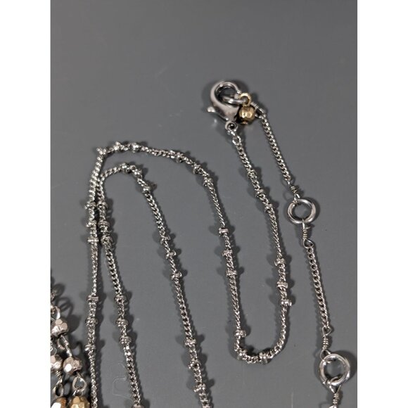 Boho Silver Tone Flower Teardrop Heart Charm Long Necklace 36" - Picture 4 of 7